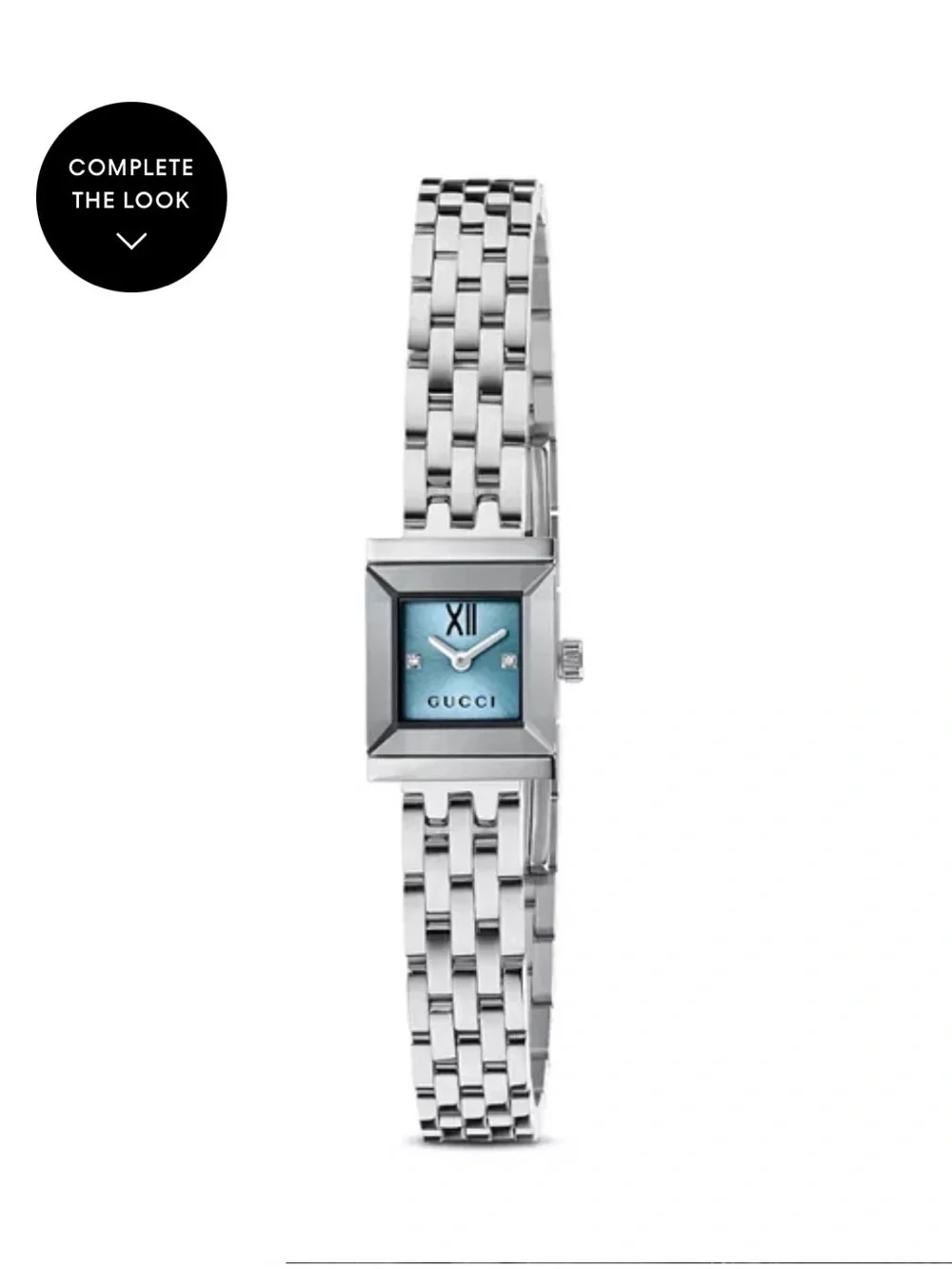 Gucci G Frame Square Generation Silver Bracelet Watch with Blue Dial